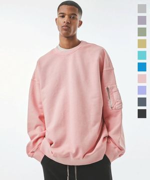 레트로 ma-1 빈티지 피그먼트 오버핏 맨투맨 (10COLOR)