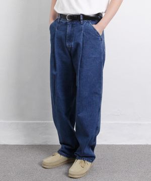 Deep One Tuck Denim Pants [Mid Blue]