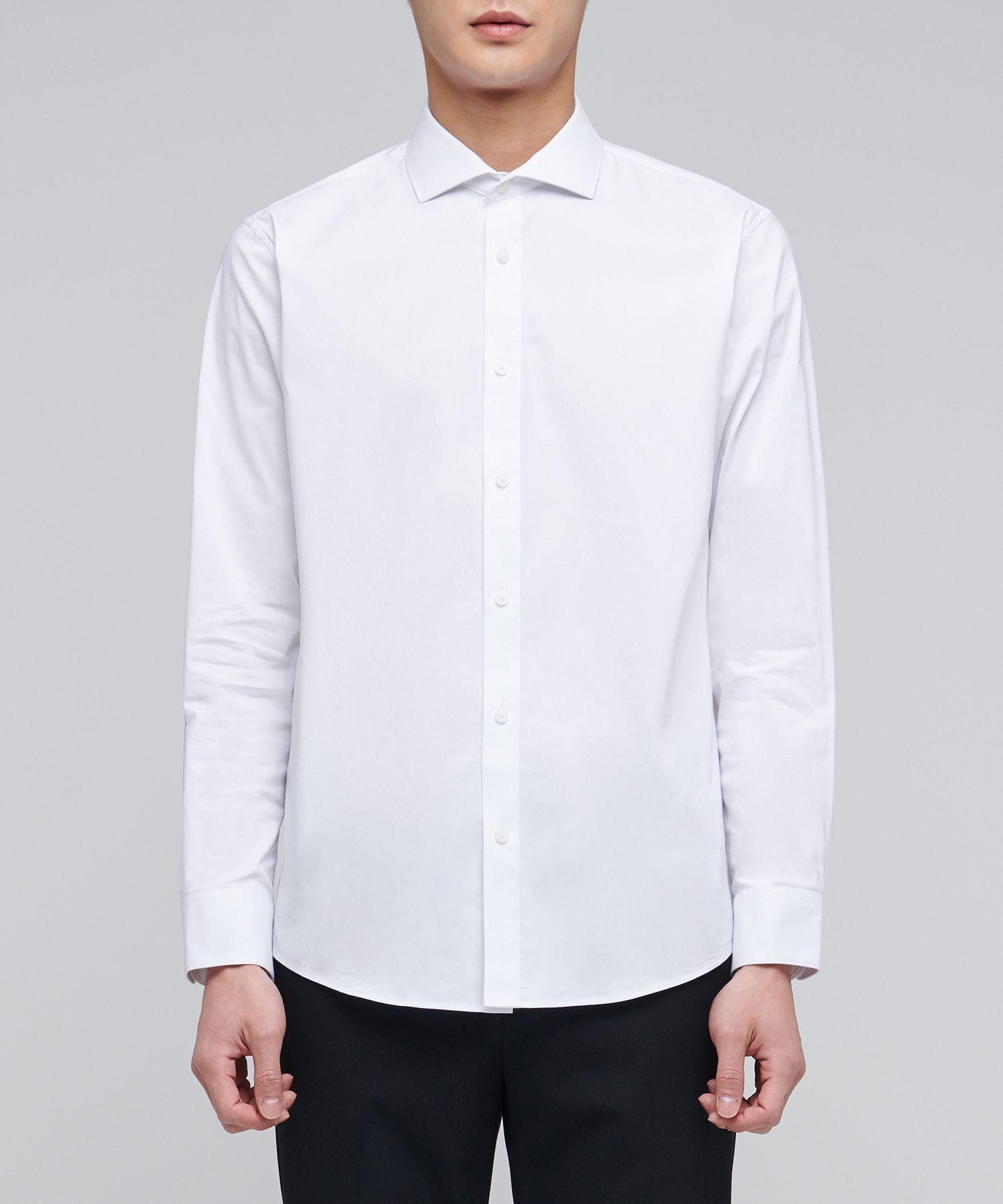 MUSINSA | MUSINSA STANDARD WIDE SPREAD COLLAR DRESS SHIRT [WHITE]
