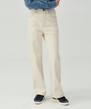 페이트로 7601 세미와이드핏 크림 데님팬츠