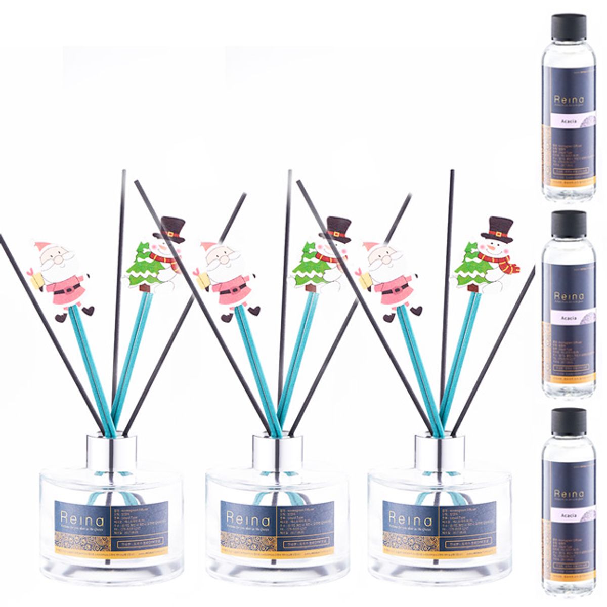 레이나퍼퓸(REINA PERFUME) 크리스마스 디퓨저세트 공병3+리필3+픽6개