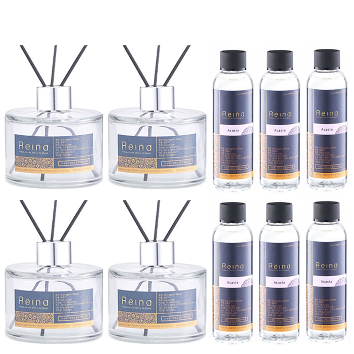 레이나퍼퓸(REINA PERFUME) 공병4개+리필150mlx6+스틱6세트+선물박스