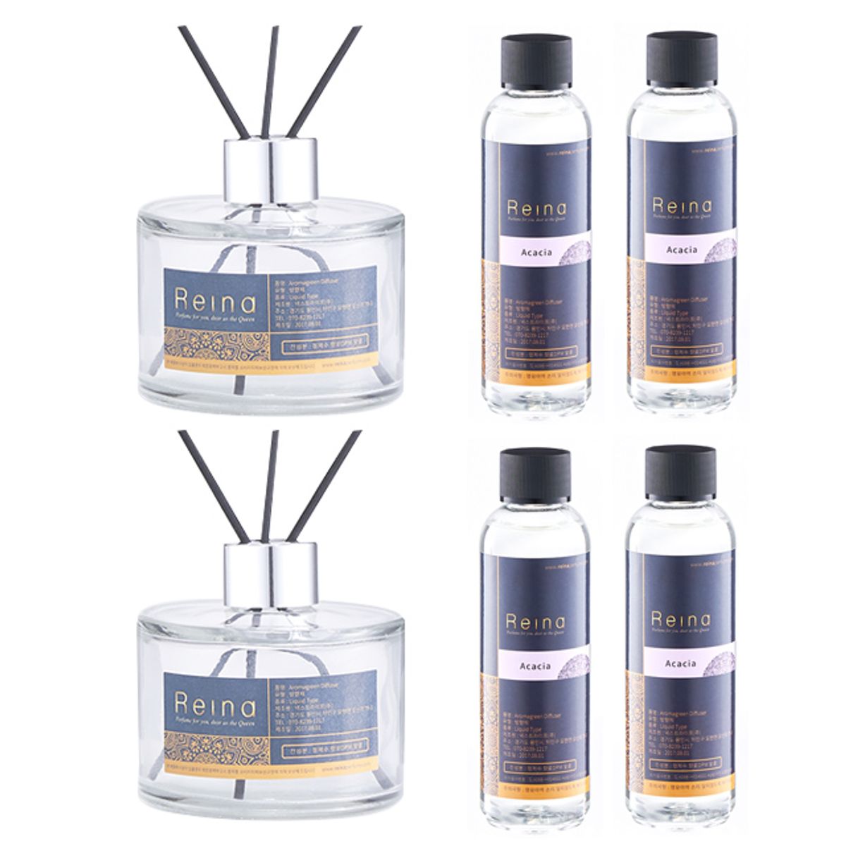 레이나퍼퓸(REINA PERFUME) 공병2개+리필150mlx4+스틱4세트+선물박스
