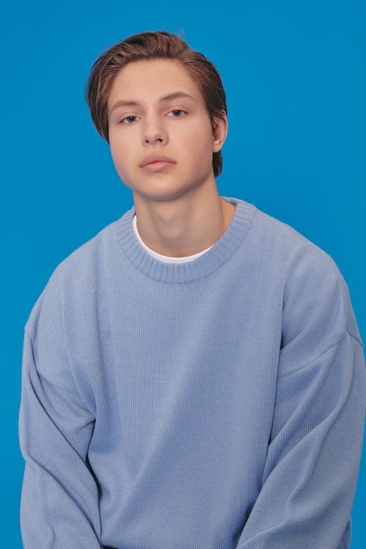 블론드나인(BLOND9) ROUND KNIT SWEATER_SKY BLUE
