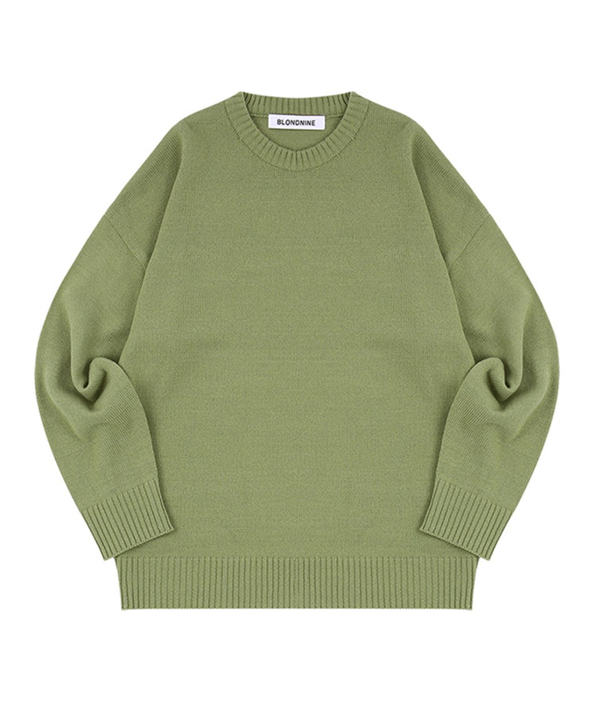 블론드나인(BLOND9) ROUND KNIT SWEATER_OLIVE