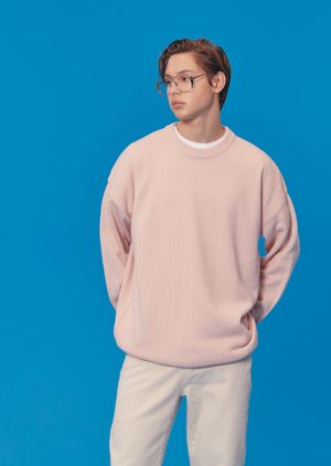 ROUND KNIT SWEATER_PITCH PINK
