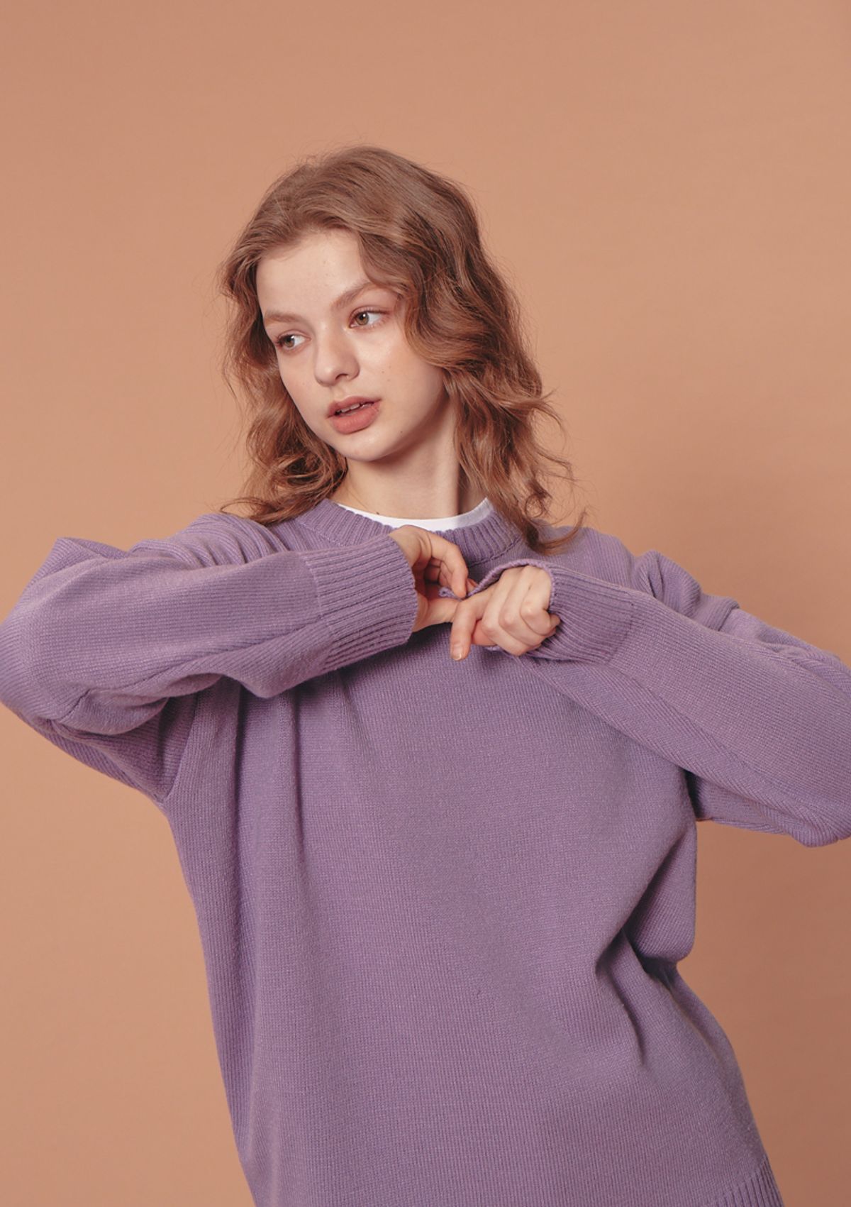 블론드나인(BLOND9) ROUND KNIT SWEATER_PURPLE