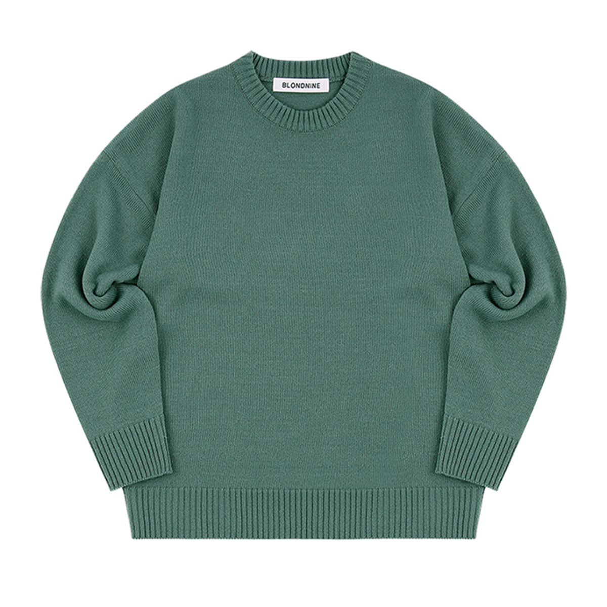 블론드나인(BLOND9) ROUND KNIT SWEATER_GREEN
