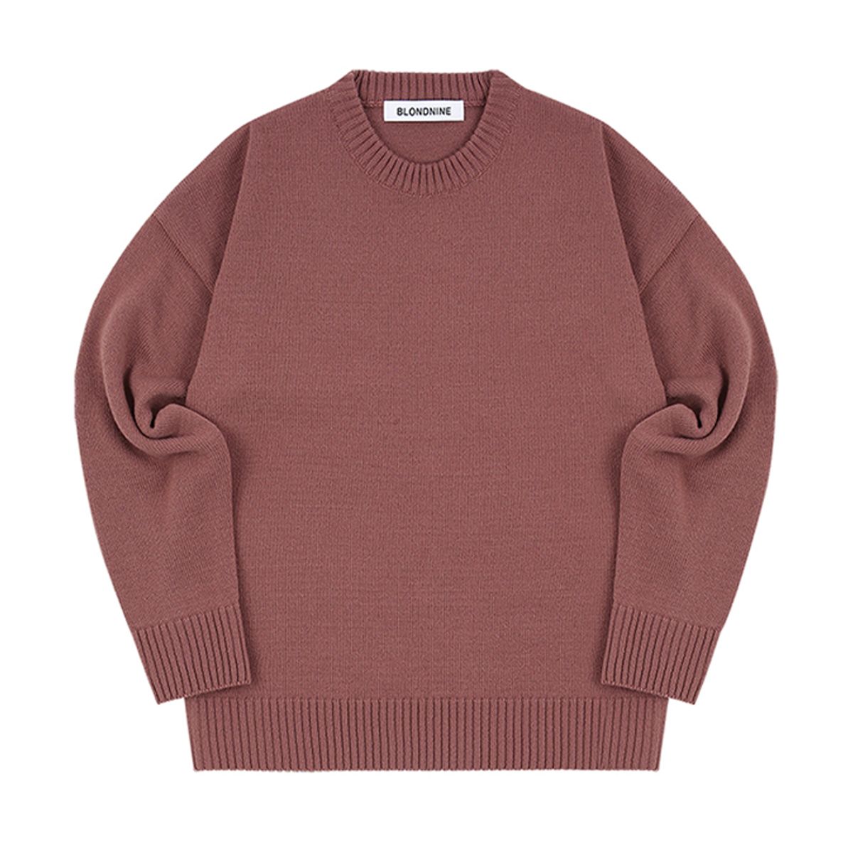 블론드나인(BLOND9) ROUND KNIT SWEATER_RED BEAN