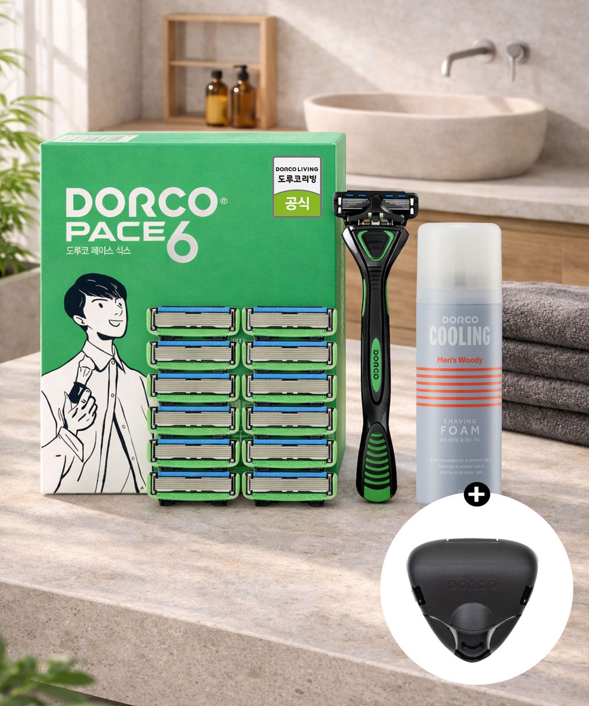 도루코(DORCO) 페이스6 면도기 풀세트 2호(핸들+면도날 총13입+쉐이빙폼)+증정(헤드케이스)