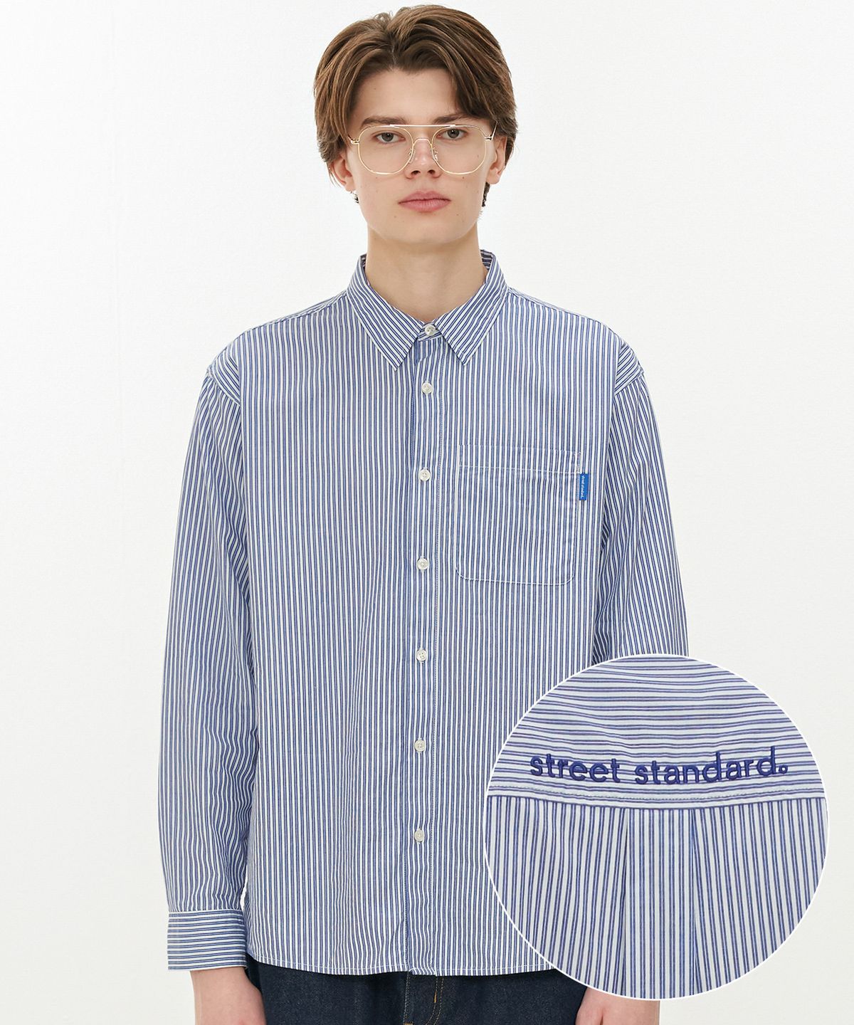 스트리트 스탠다드(STREET STANDARD) S-LOGO STRIPE SHIRTS