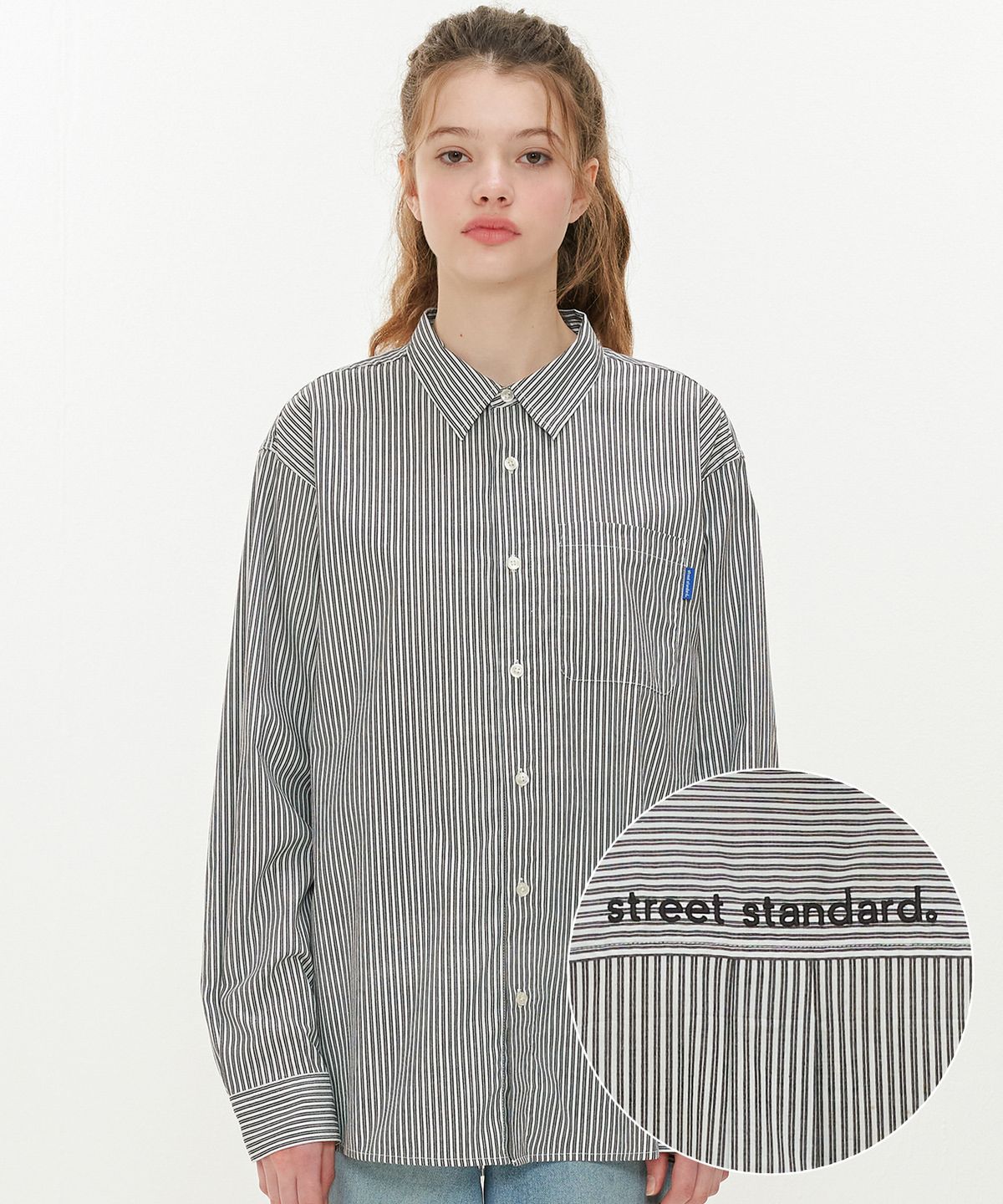 스트리트 스탠다드(STREET STANDARD) S-LOGO STRIPE SHIRTS