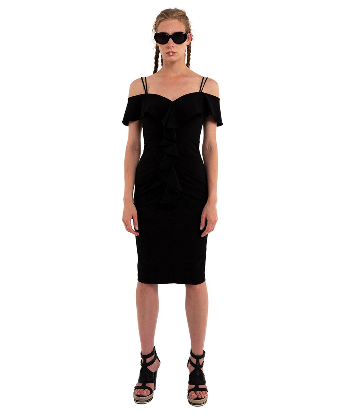 그리디어스(GREEDILOUS) 블랙 러플 드레스