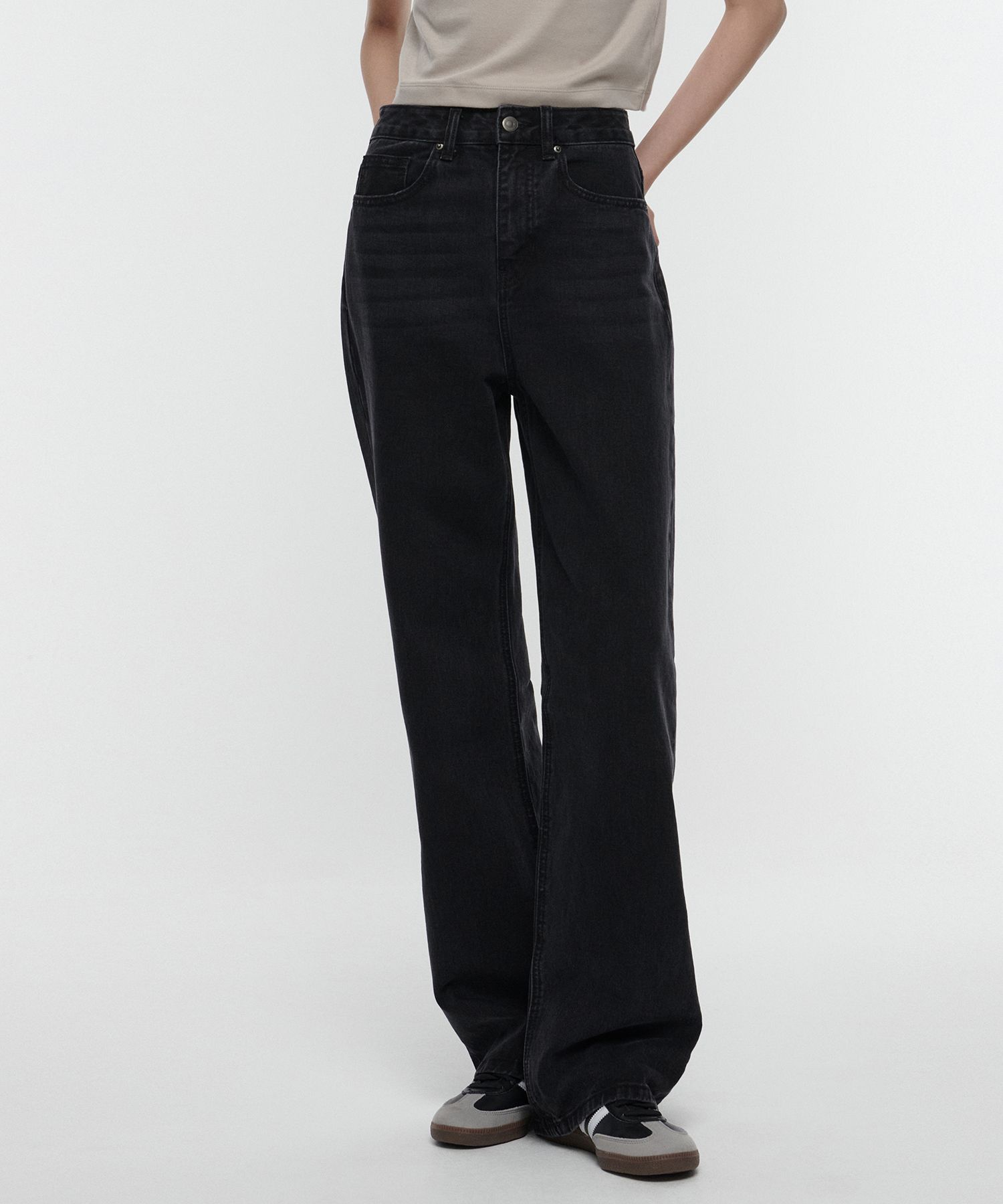 ★MUSINSA STANDARD★ Black wide leg denim pants MMCNP802-BK MUSINSA | DNSR Signature wide denim pants black