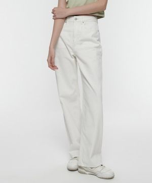 우먼즈 와이드 데님 팬츠 [크림]