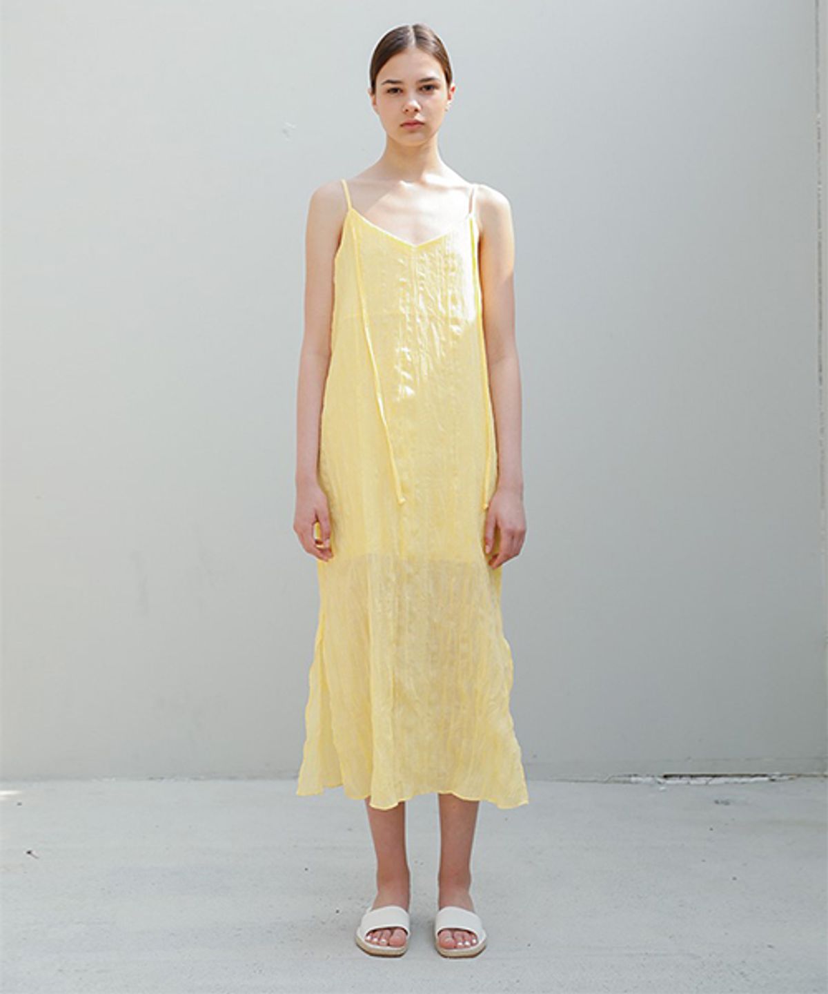 휴먼갤러리(HUMANGALLERY) Plisse Strap Dress(Yellow)
