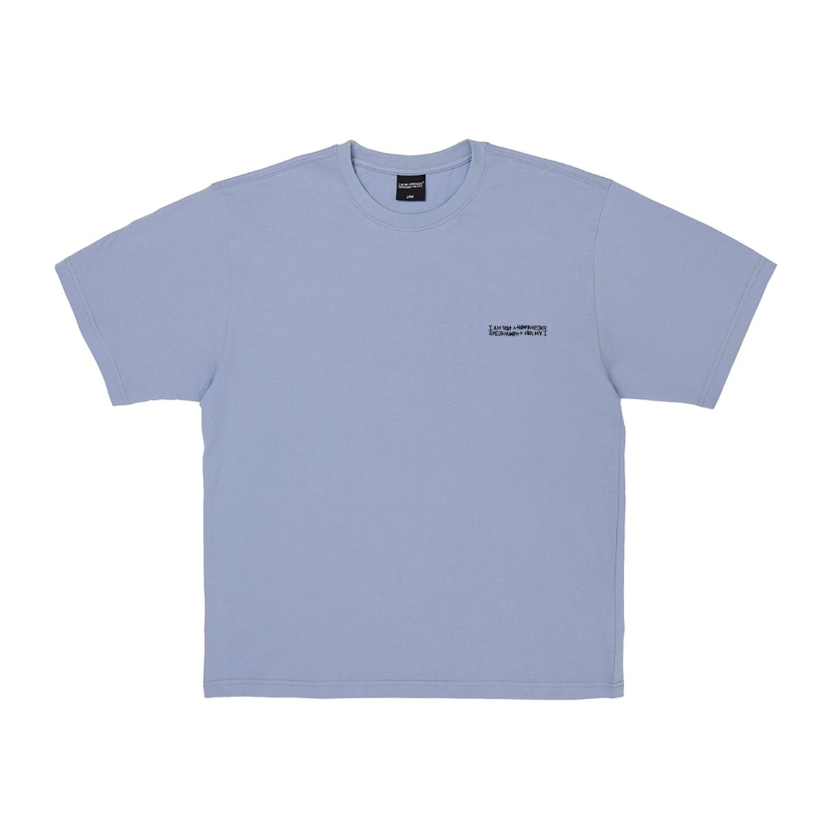 아임낫어휴먼비잉(I AM NOT A HUMAN BEING) Embroidery Front Short Sleeve T-Shirt - SKY BLUE