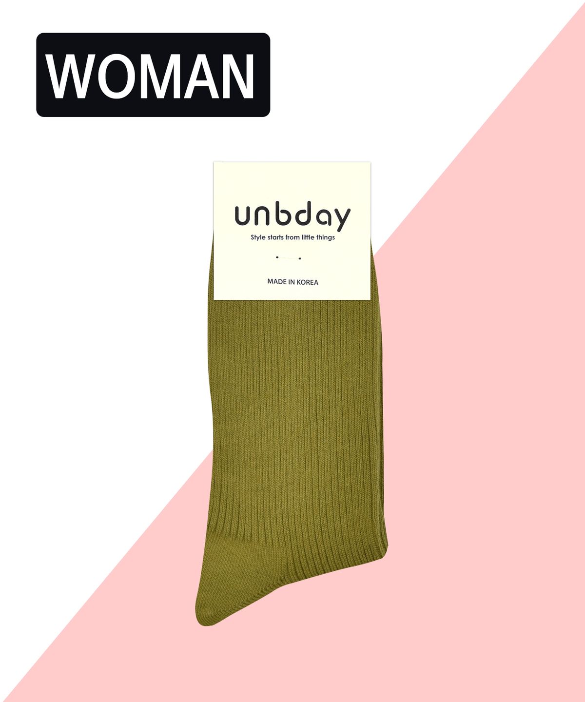 언비데이(UNBDAY) 여성 프리미엄 골지 양말 - 올리브