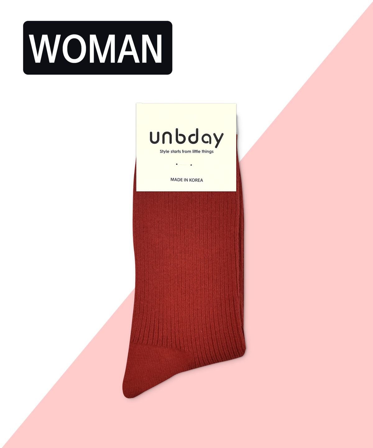 언비데이(UNBDAY) 여성 프리미엄 골지 양말 - 레드