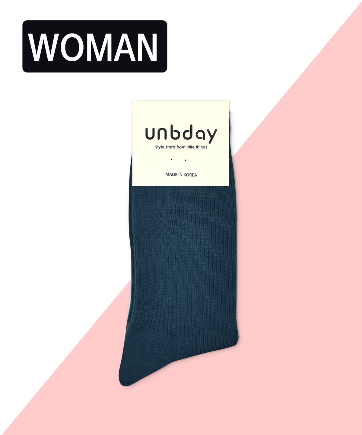 언비데이(UNBDAY) 여성 프리미엄 골지 양말 - 블루그린