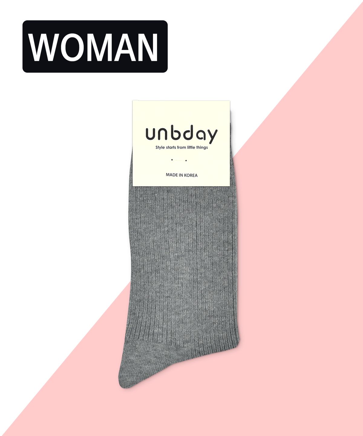 언비데이(UNBDAY) 여성 프리미엄 골지 양말 - 연그레이
