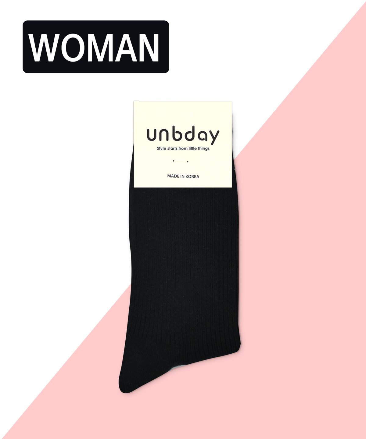 언비데이(UNBDAY) 여성 프리미엄 골지 양말 - 블랙