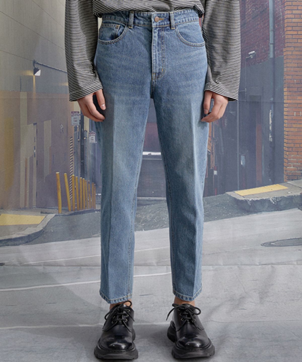 세븐셀라(SEVENSELAH) #FC07 Favor cerulean blue [regular crop jeans]