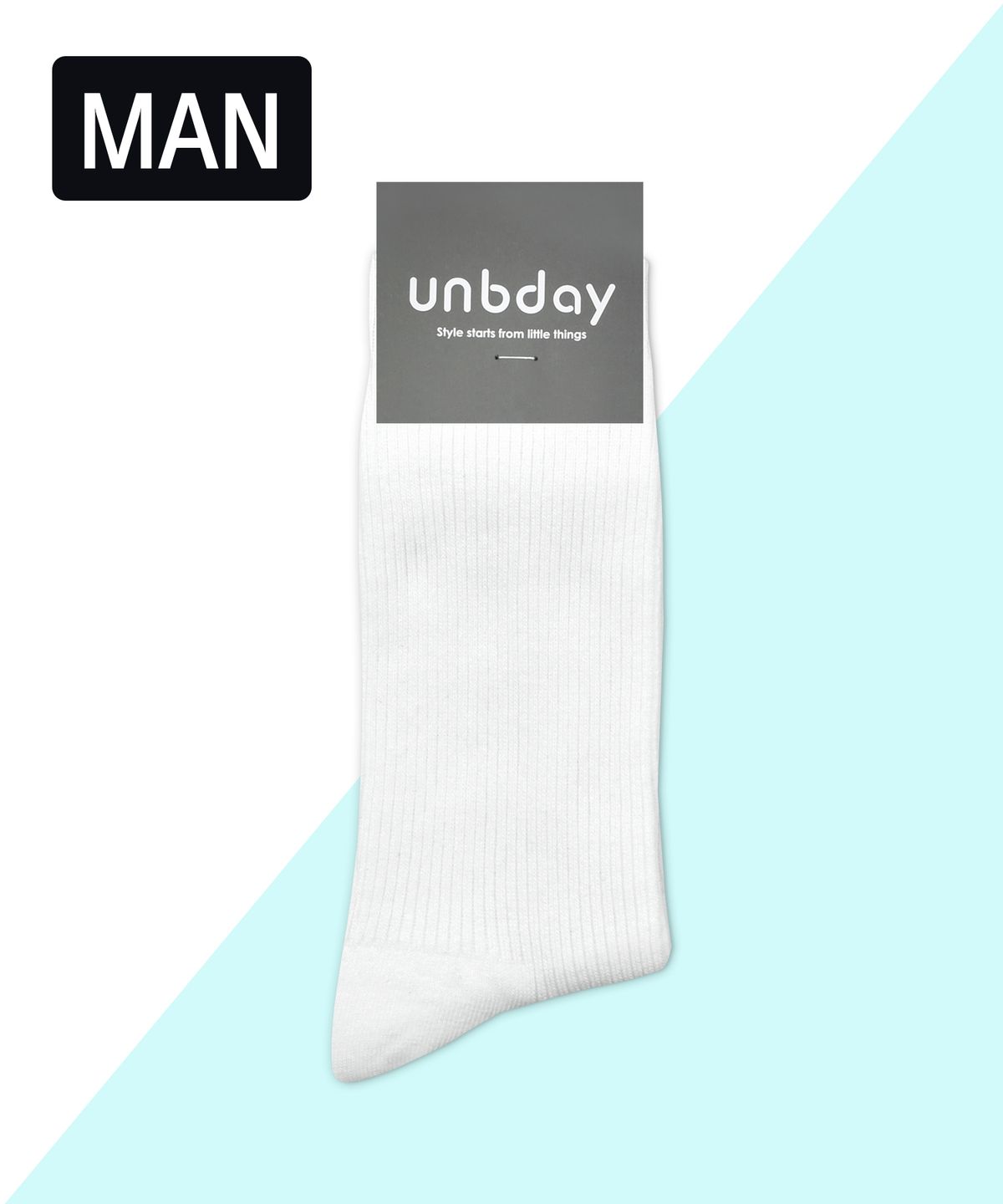 언비데이(UNBDAY) 남성 프리미엄 골지 양말 - 화이트