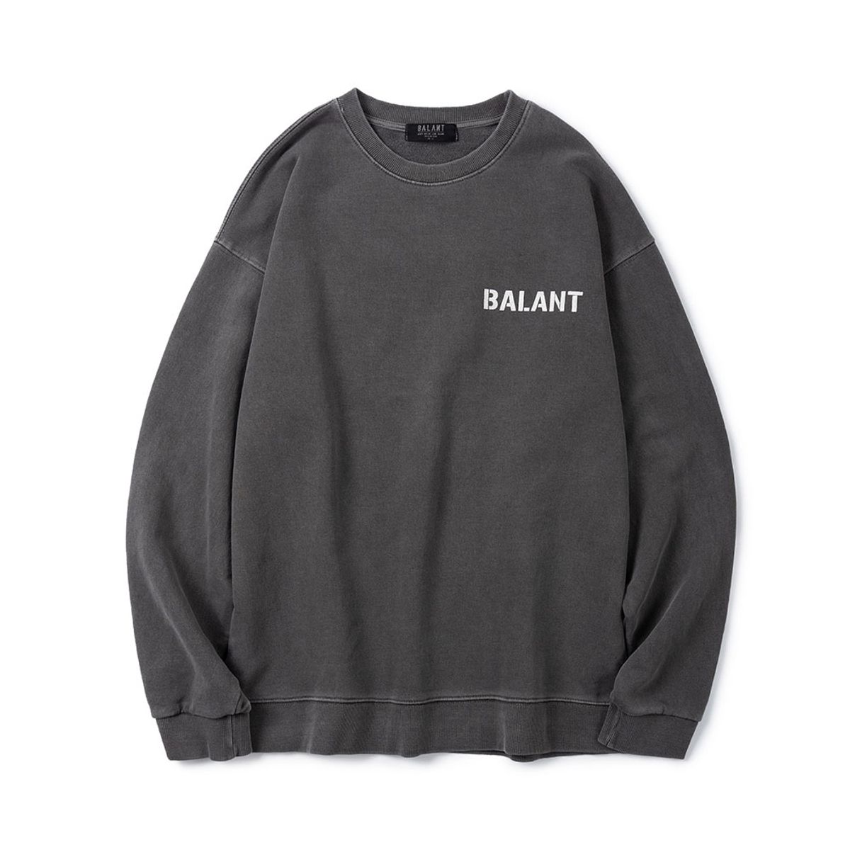 발란트(BALANT) 피그먼트 리본 베이직 스웨이트셔츠 - 다크 그레이