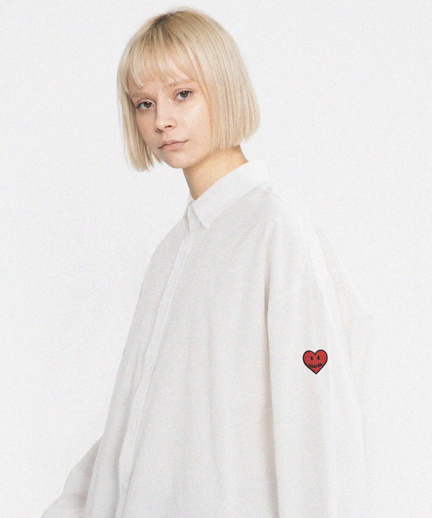 【GRAVER】Heart Smile Embroidery White Clip CheckShirtJacket MUSINSA | GRAVER [UNISEX] HEART SMILE EMBROIDERED WHITE CLIP