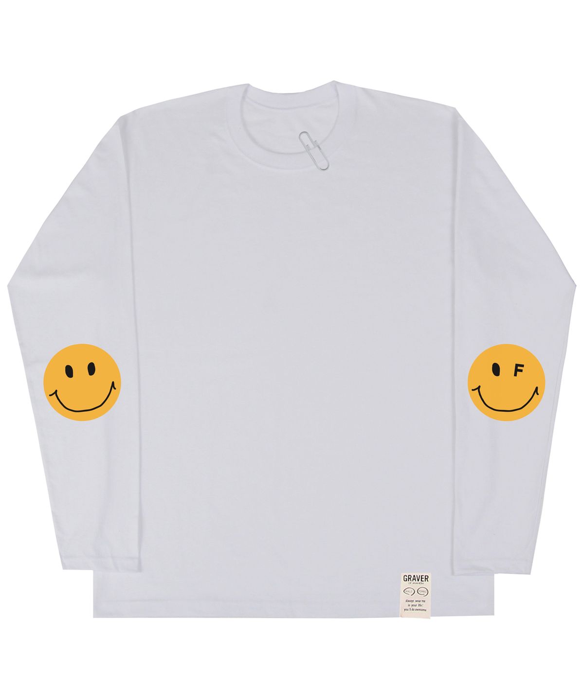 그레이버(GRAVER) [UNISEX]엘보우 도트스마일 롱슬리브_화이트