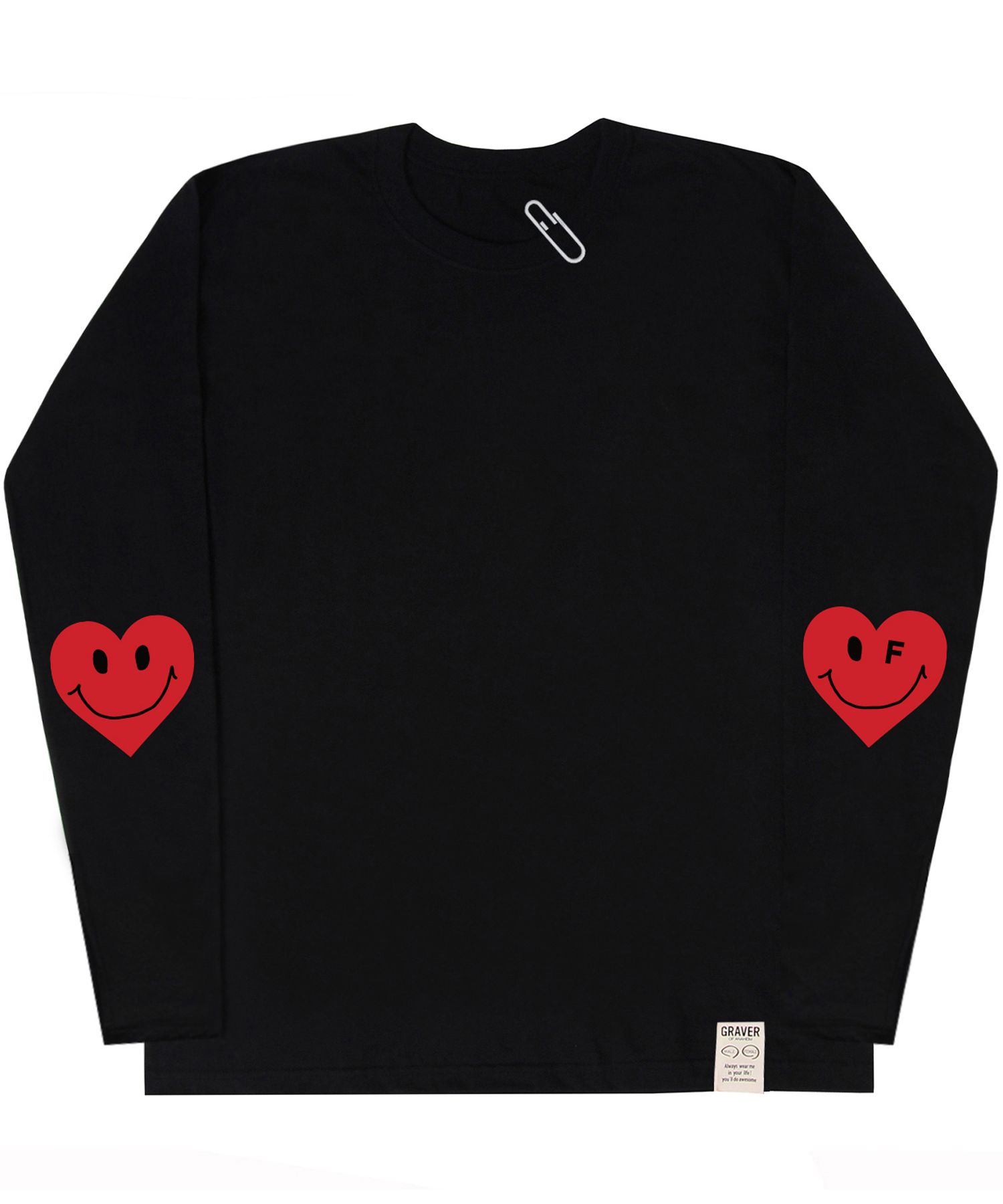 MUSINSA | GRAVER [UNISEX] ELBOW HEART SMILE WHITE CLIP LONG