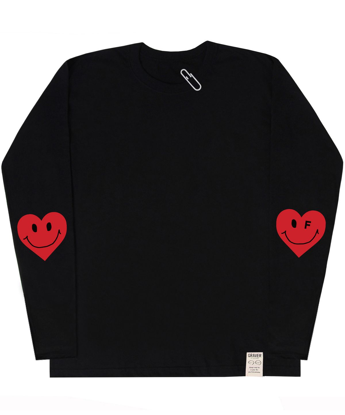 그레이버(GRAVER) [UNISEX]엘보우 하트스마일 롱슬리브_블랙