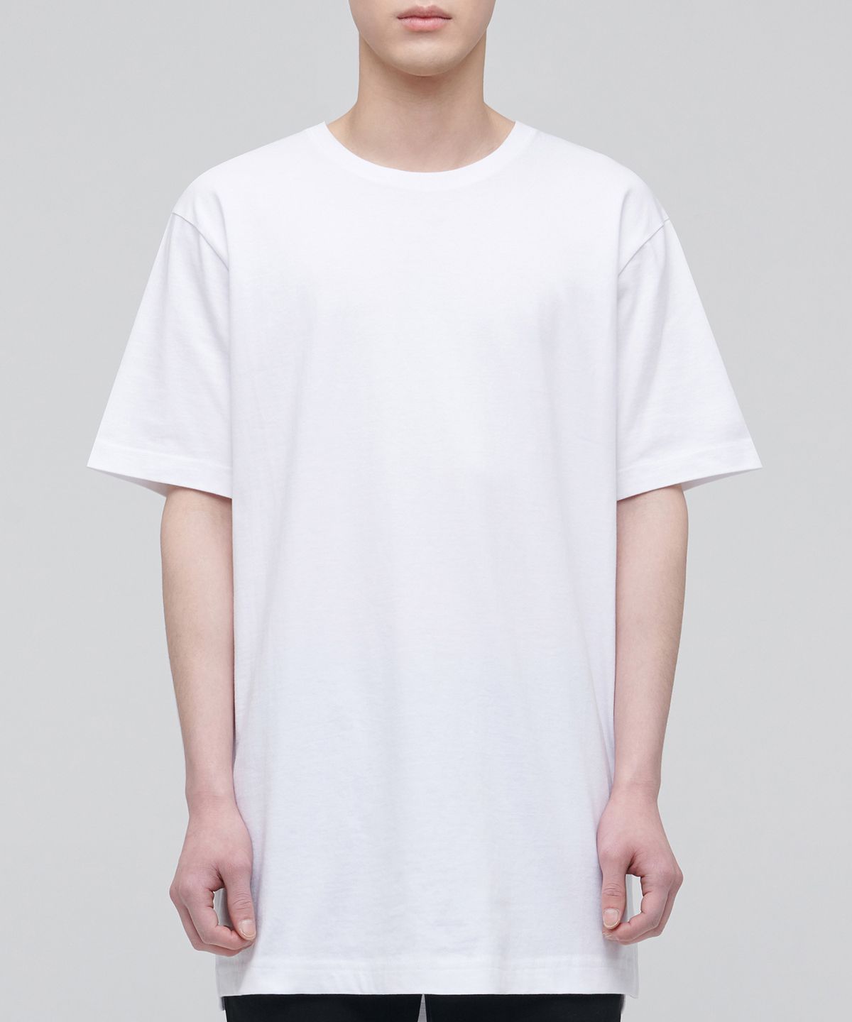 무신사 스탠다드(MUSINSA STANDARD) 레이어드 크루 넥 티셔츠_긴 기장 [화이트]