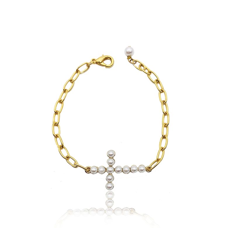Gabriel cross pearl bracelet