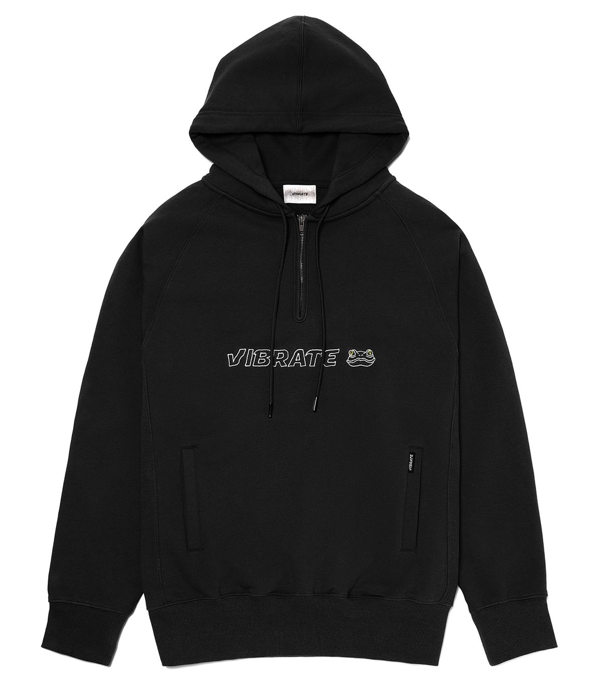 바이브레이트(VIBRATE) SHAMAN FROG LOGO HALF ZIP HOODIE (BLACK)