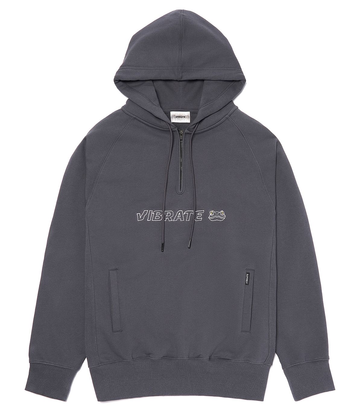 바이브레이트(VIBRATE) SHAMAN FROG LOGO HALF ZIP HOODIE (GRAY)
