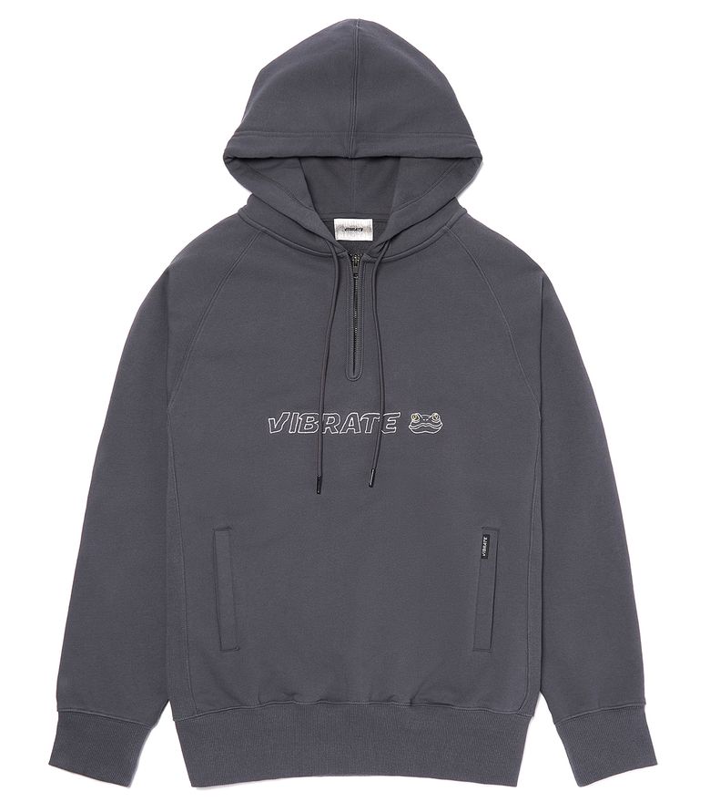 SHAMAN FROG LOGO HALF ZIP HOODIE (GRAY)