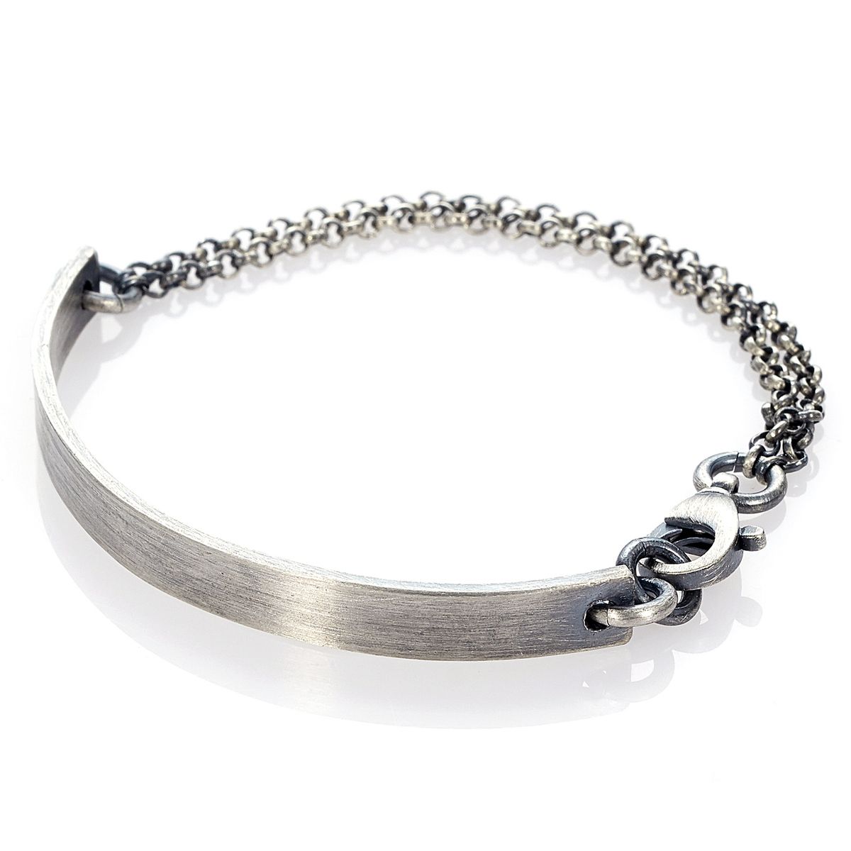하우데어(HOWTHERE) 실버뱅글 Vintage simple wide silver bangle with chain