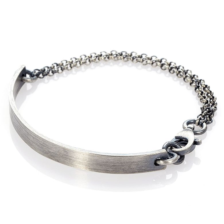 실버뱅글 Vintage simple wide silver bangle with chain