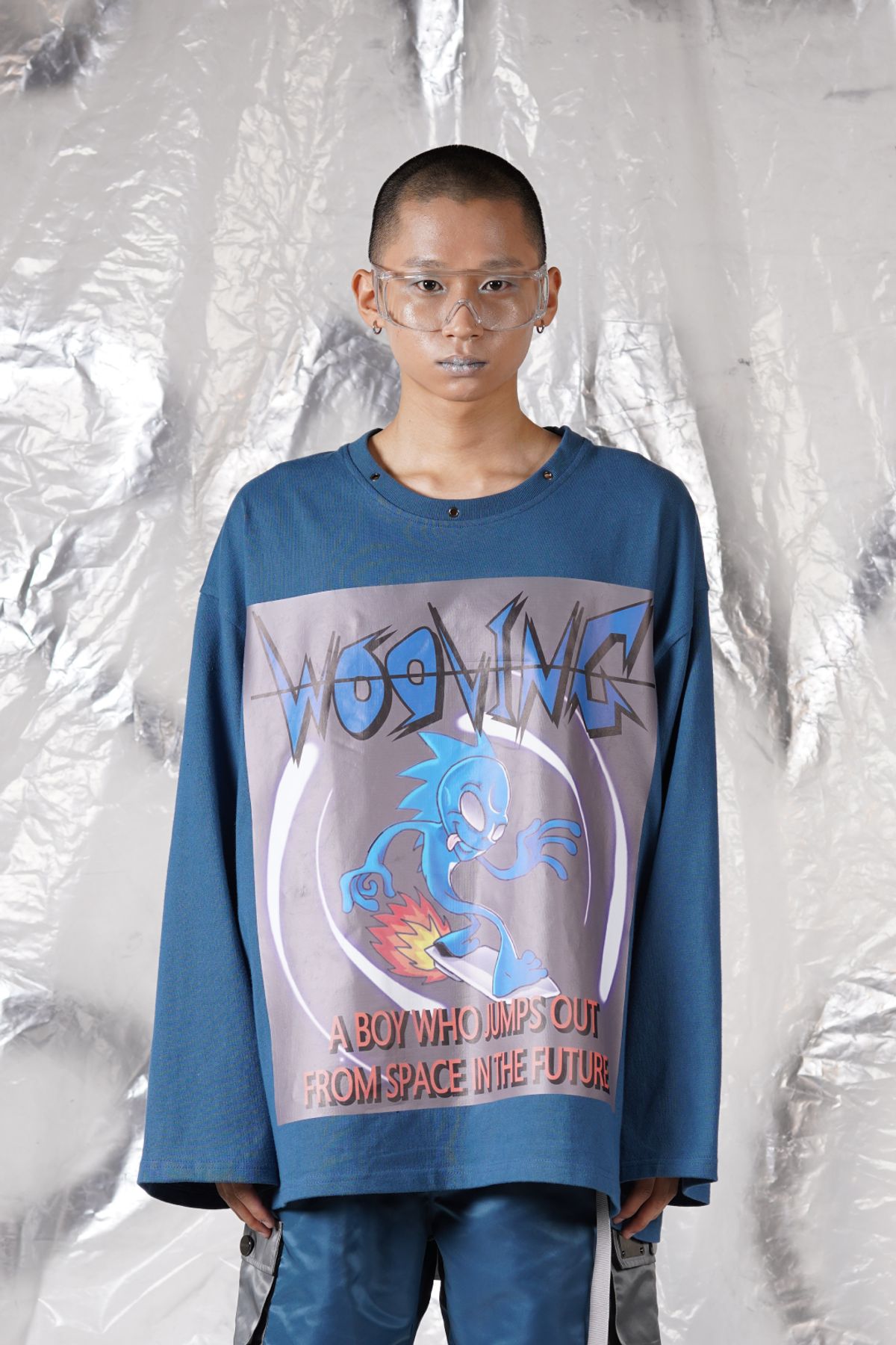 우빙(WOOVING) SPACE BOX LONG SLEEVES (BLUE)