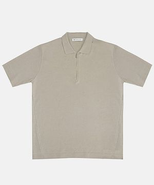 하프 집업 카라 니트 베이지