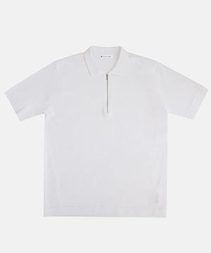 하프 집업 카라 니트 화이트