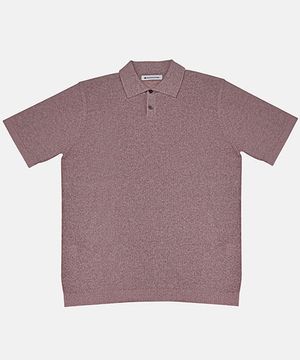 멜란지 반팔 카라 니트 핑크