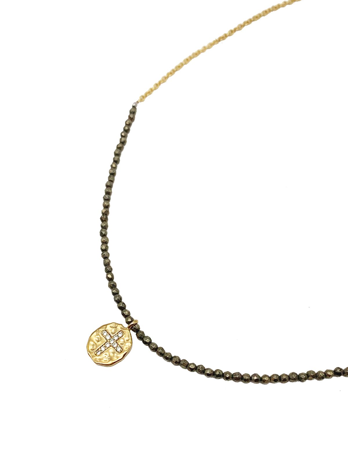 오키디루포(OCCHI DI LUPO) Miiche cross pyrite necklace