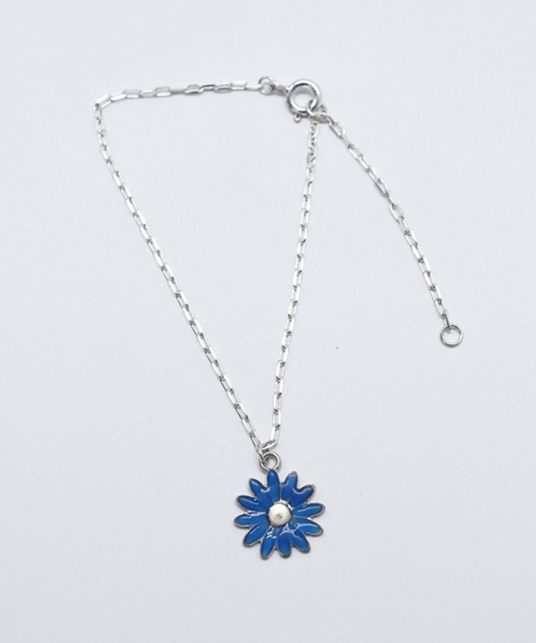 Enamel daisy simple Bracelet 봉보 데이지 실버925 체인팔찌 (발찌)