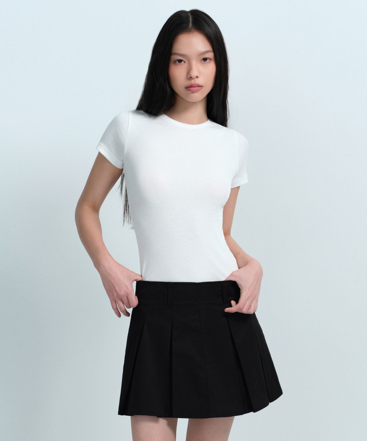 무신사 스탠다드 우먼(MUSINSA STANDARD WOMAN) 우먼즈 리브드 슬림 핏 티셔츠 [화이트]