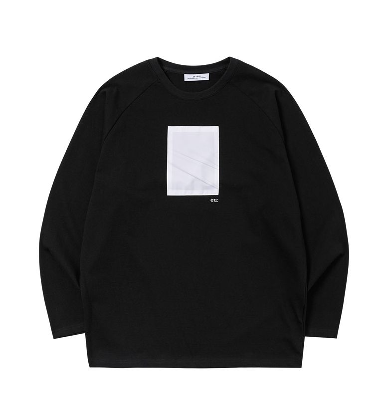 SIGNATURE WRINKLE RAGLAN LONG SLEEVE BLACK WHITE