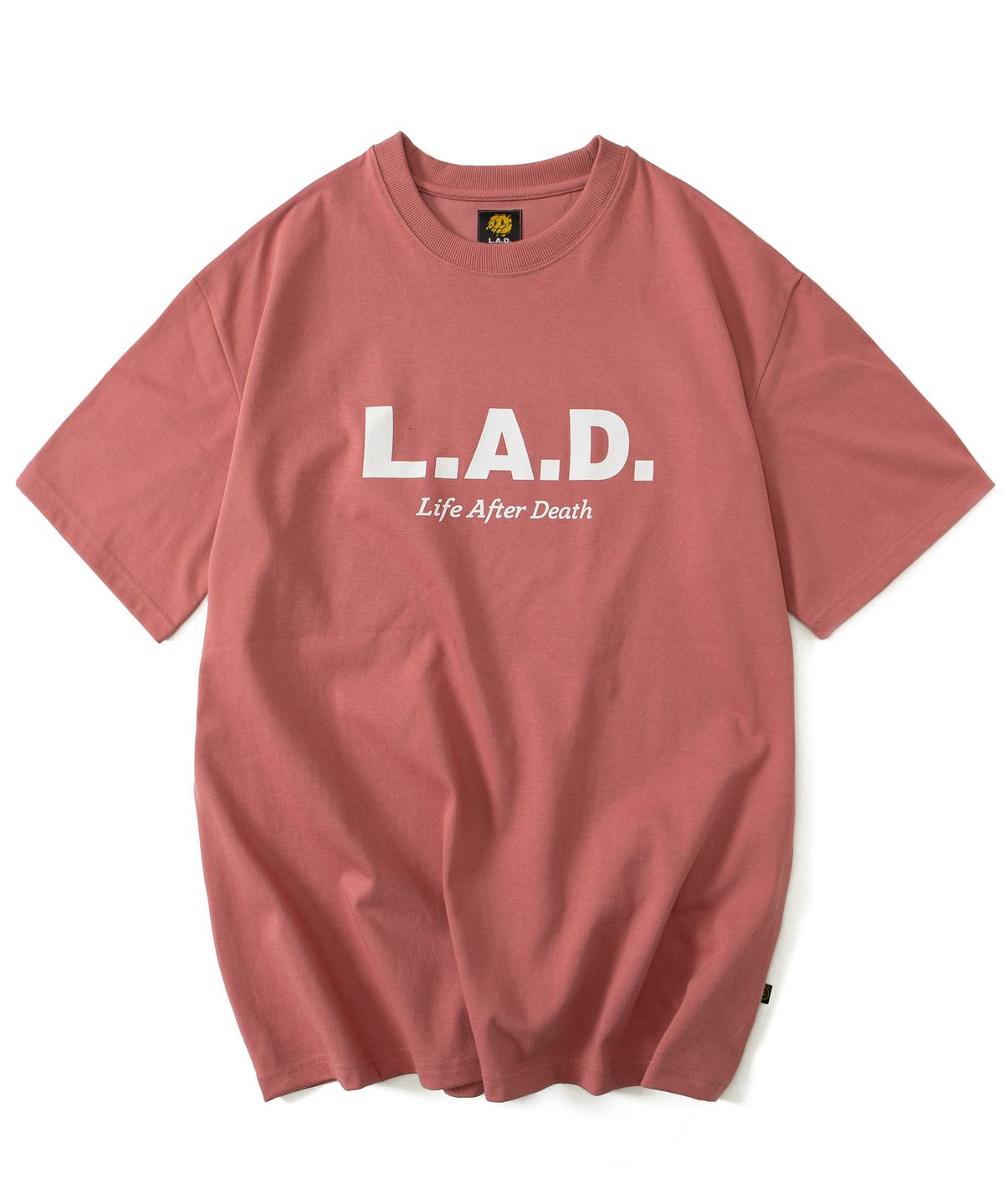라드(LAD) LAD1001 시그니쳐 로고 헤비웨이트 반팔 티셔츠 - 코랄레드