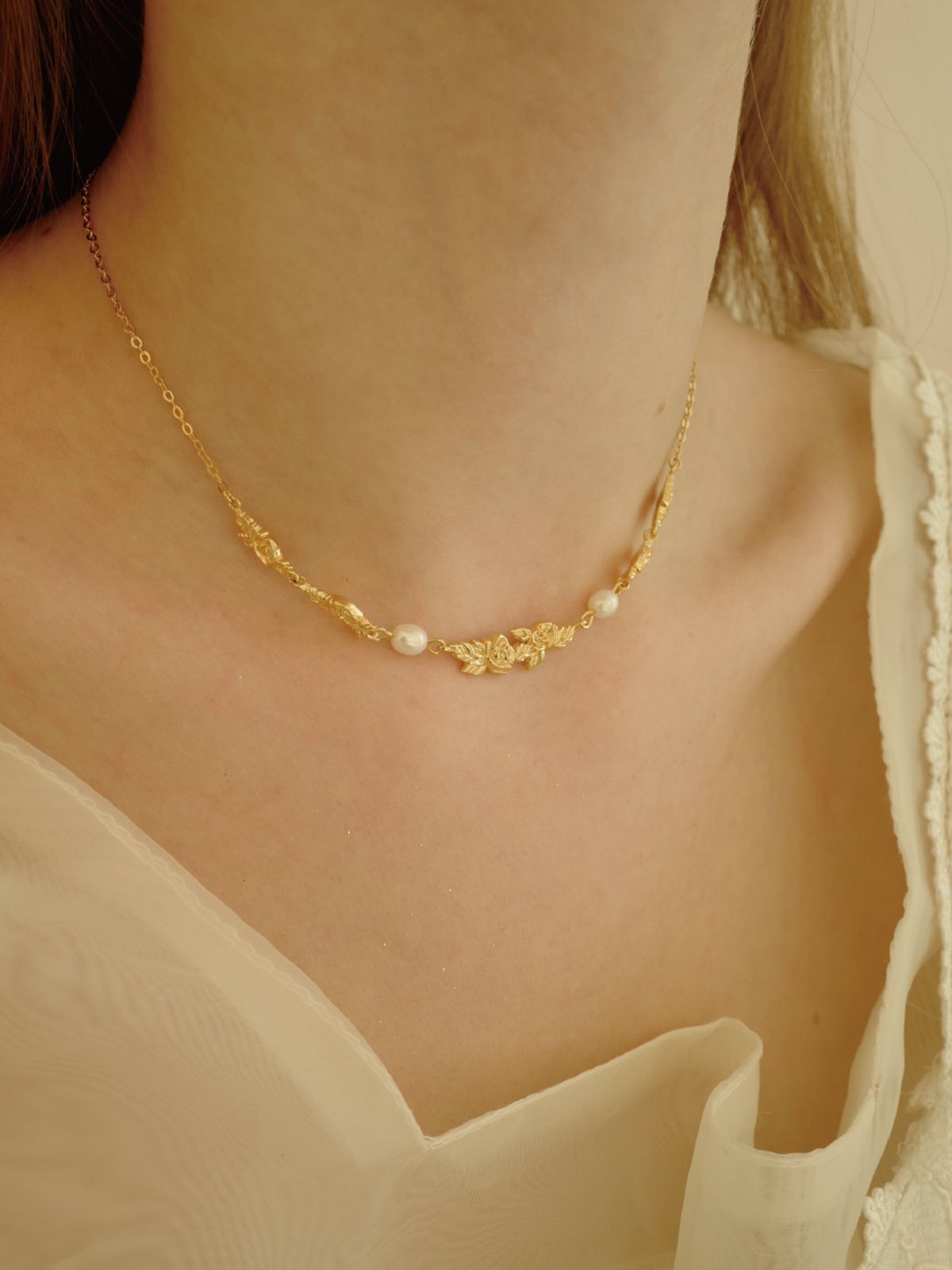 피오레(FIORE) pearl rosa choker